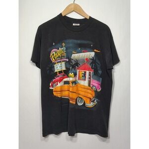 Vintage 90s SSI Pacific Drive-In‎ Graphic T-Shirt Mens Large Black Single Stitch